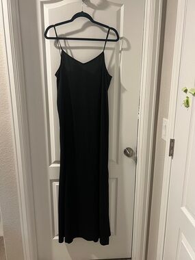 Leith Black Maxi Slip Dress with Spaghetti Straps